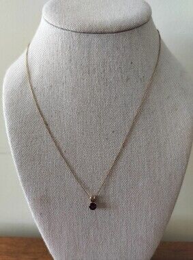 Vintage 14k Yellow Gold Chain Necklace with Purple Gem Pendant